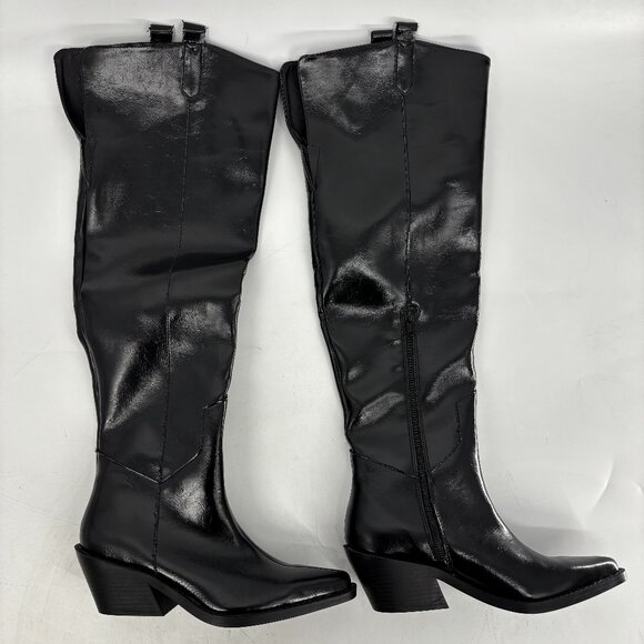 Wild Pair Women Luela Faux Leather Over-The-Knee Western Boots Black Size 8M NWT - Picture 2 of 8
